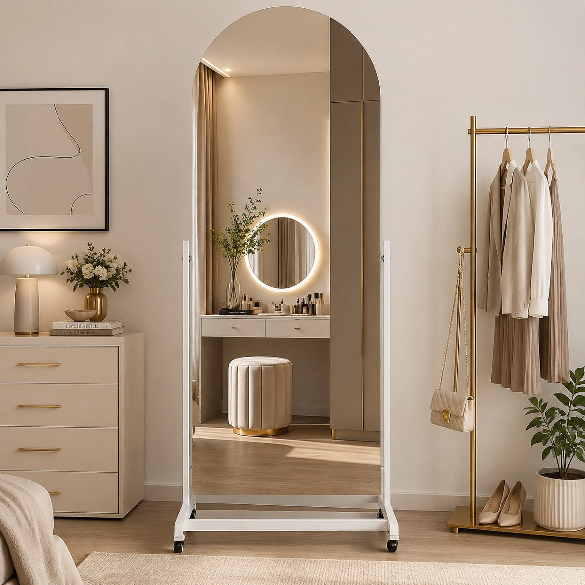 Hasipu Arched Full Length Mirror on Wheels KM-MOVE-A