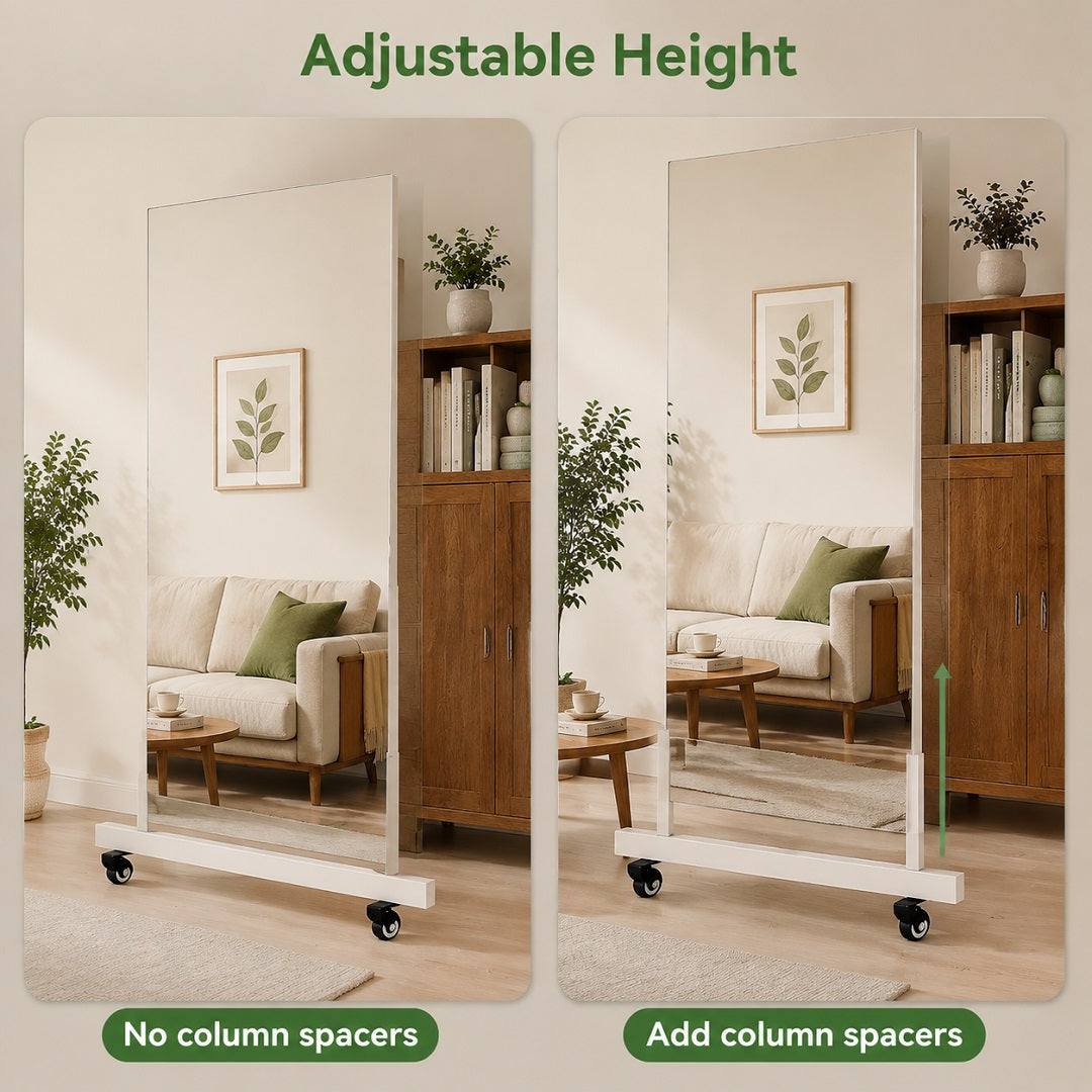 Hasipu Rectangle Full-Length Mirror on Wheels for Home Gym – KM-MOVE-R