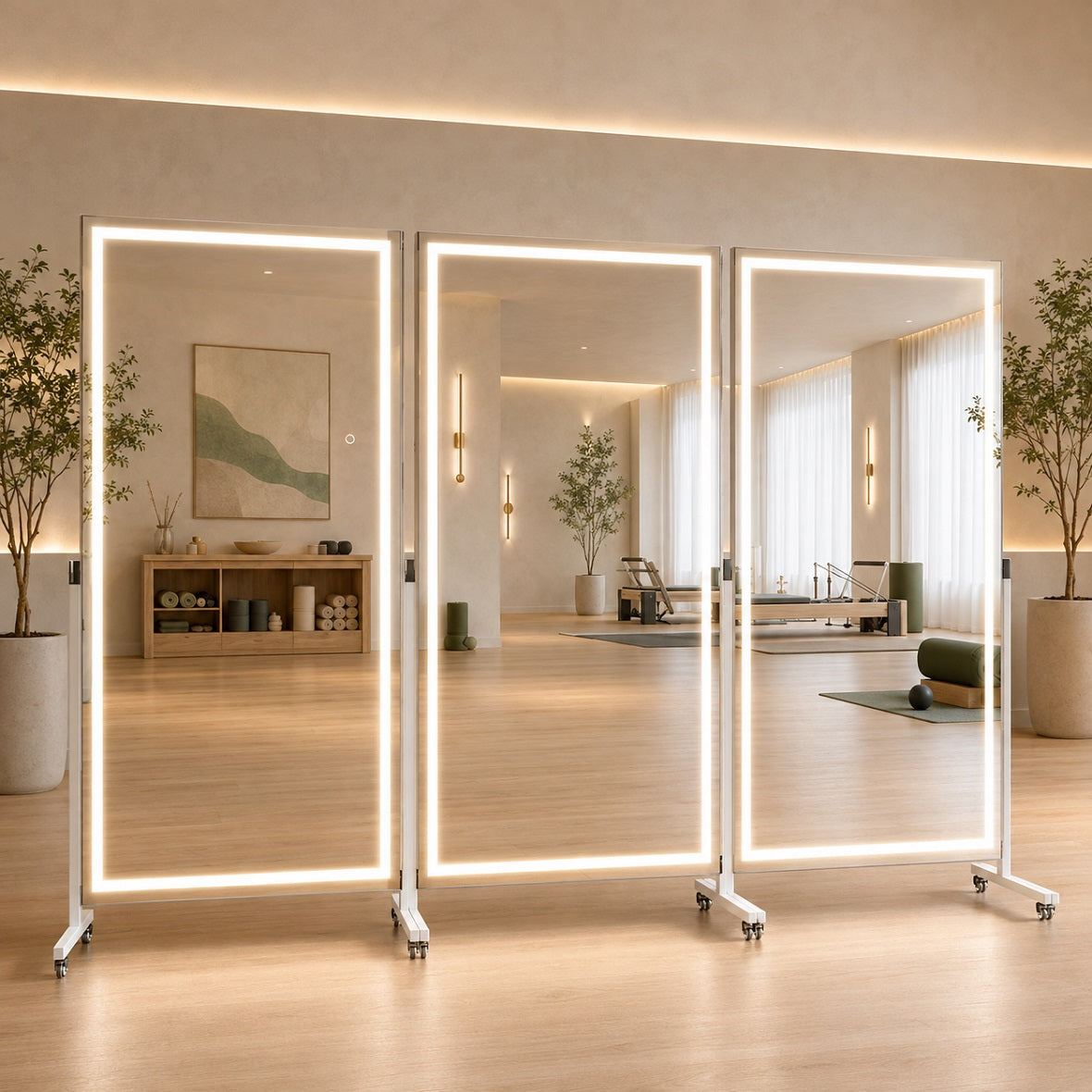 Hasipu Large Rectangle Full-Length Mirror on Wheels with Lights – KM-MOVE-S