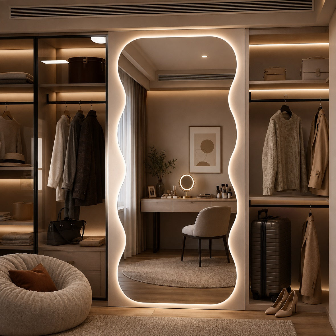 Hasipu Large Decorative Wall Mirror for Home Decor KM-QJ-WAVE