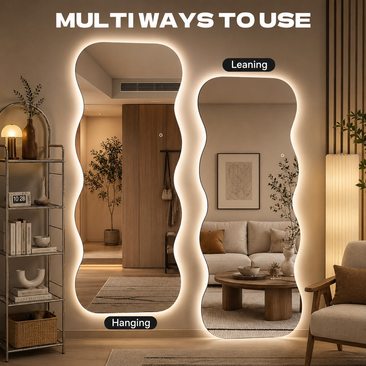 Hasipu Large Decorative Wall Mirror for Home Decor KM-QJ-WAVE
