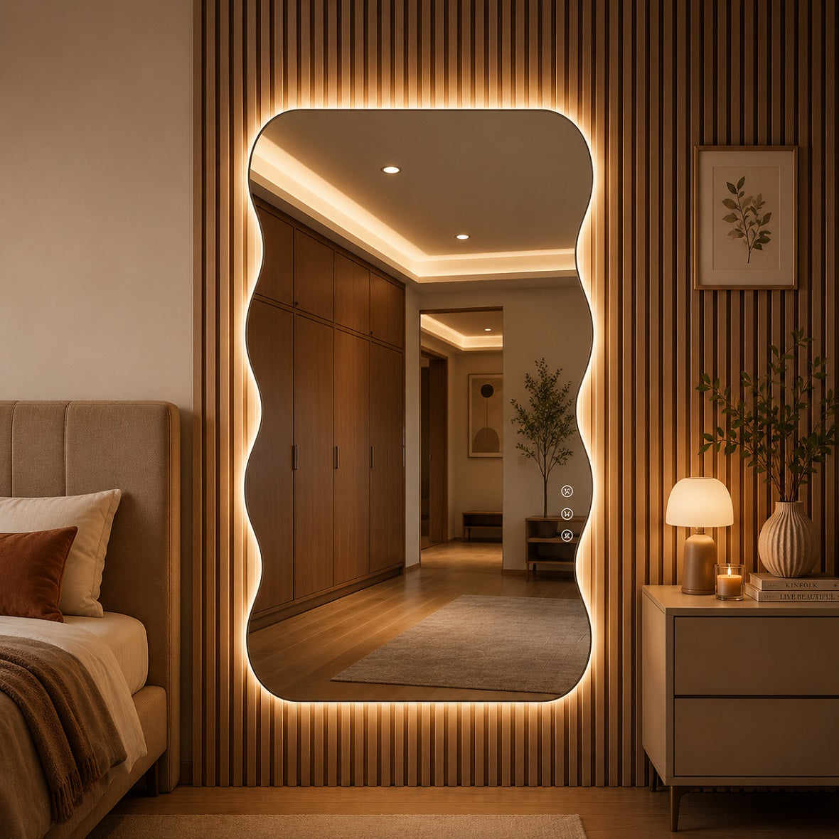 Hasipu Large Decorative Wall Mirror for Home Decor KM-QJ-WAVE