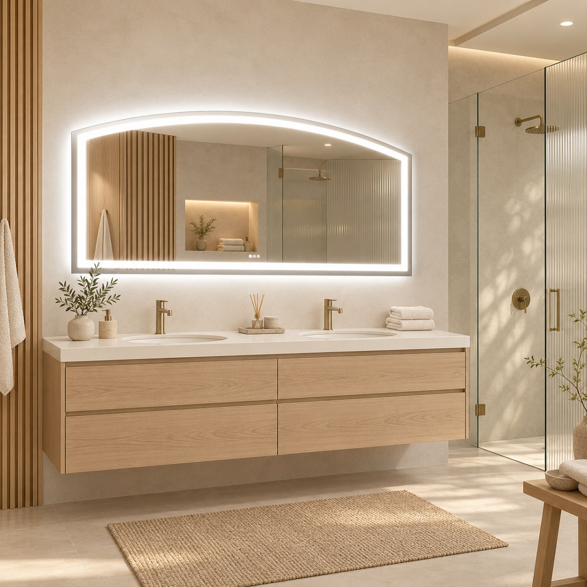 Hasipu Arch LED Bathroom Mirror with Lights Anti-Fog Wall Mirror KM-SXYS