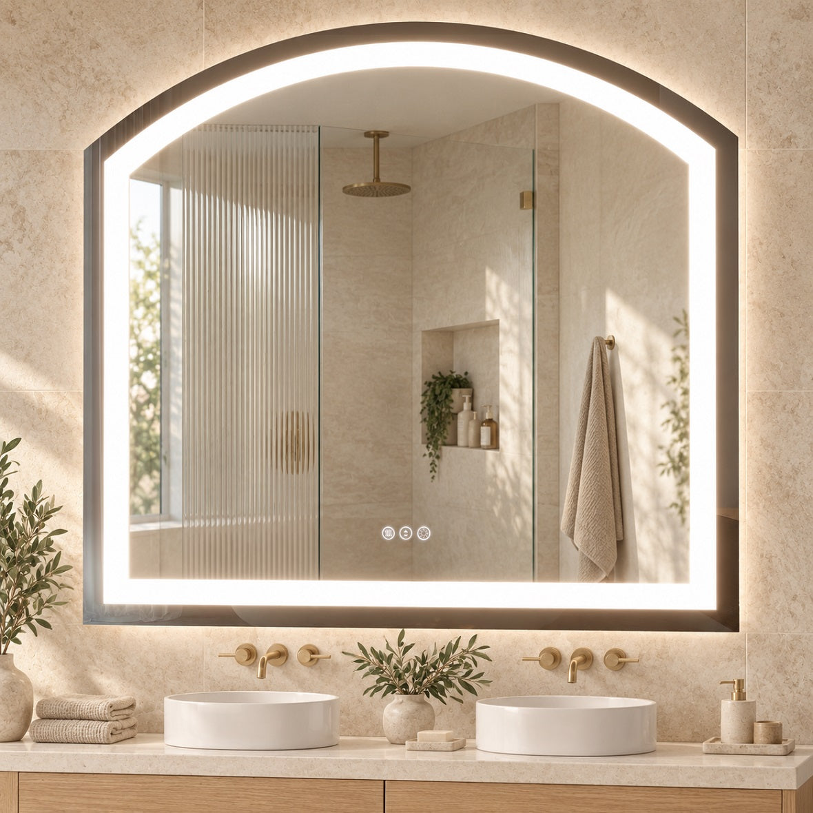 Hasipu Arch LED Bathroom Mirror with Lights Anti-Fog Wall Mirror KM-SXYS