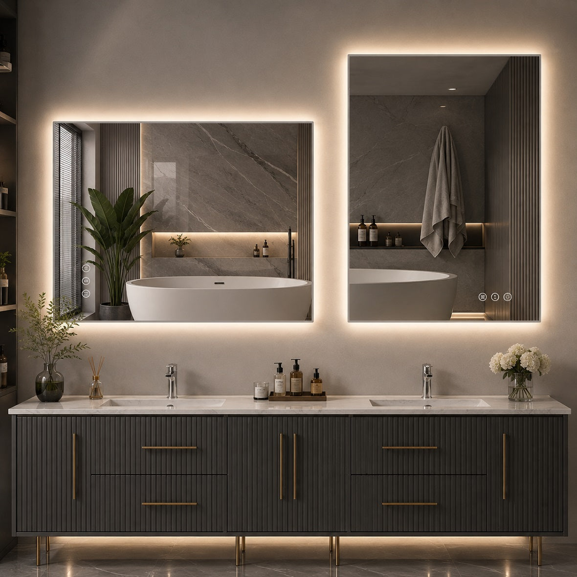 Hasipu Frameless Bathroom Mirror with Lights KM-WKDJ