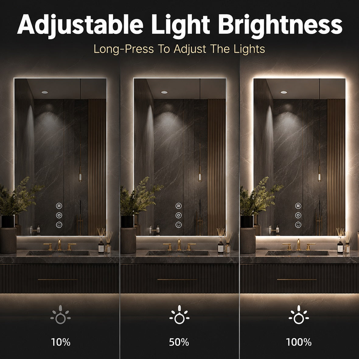 Hasipu Frameless Bathroom Mirror with Lights KM-WKDJ