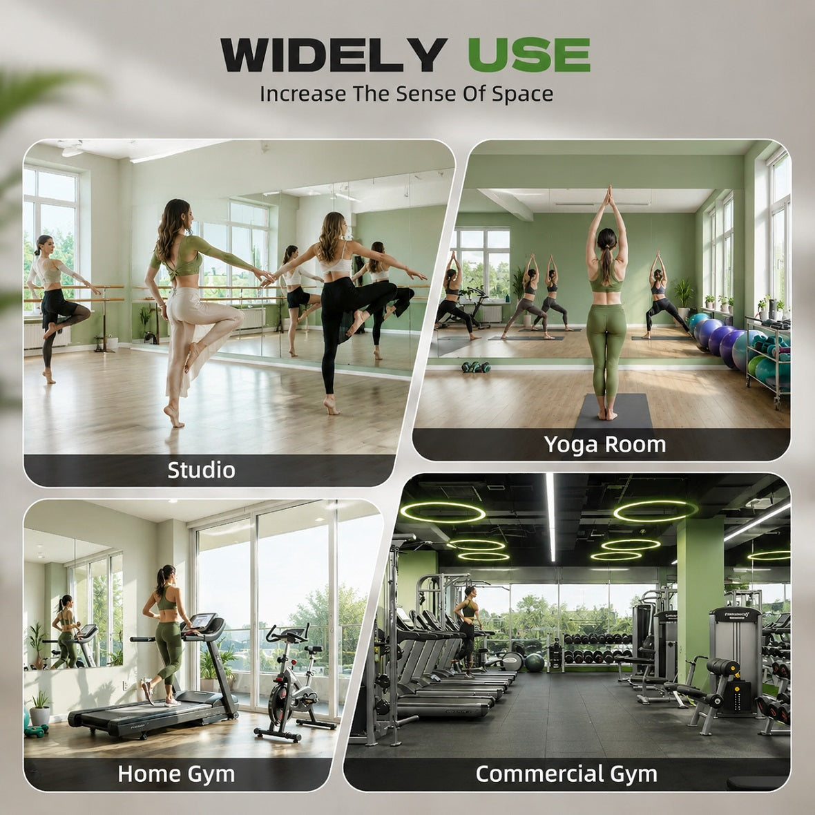 Hasipu Large Frameless Mirror with Lights For Home Gyms KM-WKDJ