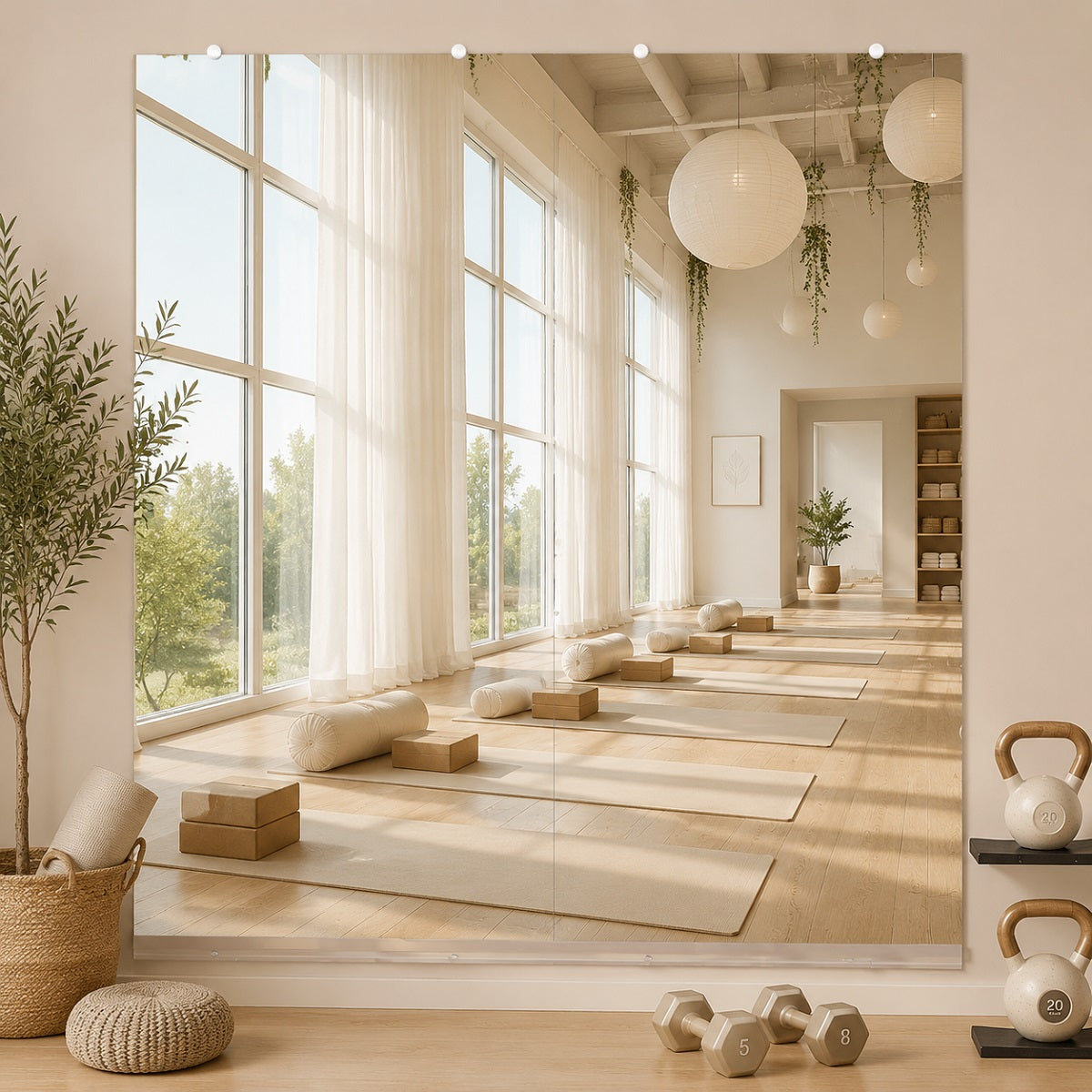 Hasipu Large Frameless Yoga Mirror KM-YOGA-R