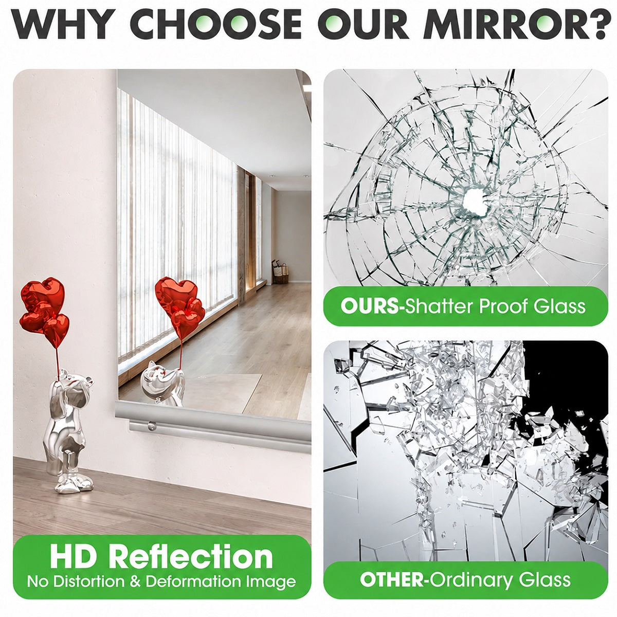 Hasipu Large Frameless Yoga Mirror KM-YOGA-R