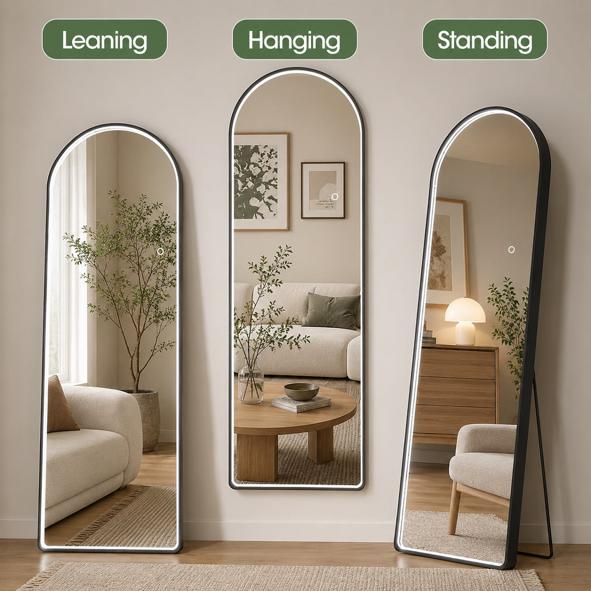 Hasipu Arched LED Full Length Mirrors with Light XX-LDGXCG