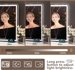 HASIPU 20" x 25" Vanity Mirror with Lights, LED Makeup Mirror, Bluetooth, Round White