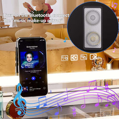 HASIPU 20" x 25" Vanity Mirror with Lights, LED Makeup Mirror, Bluetooth, Round White