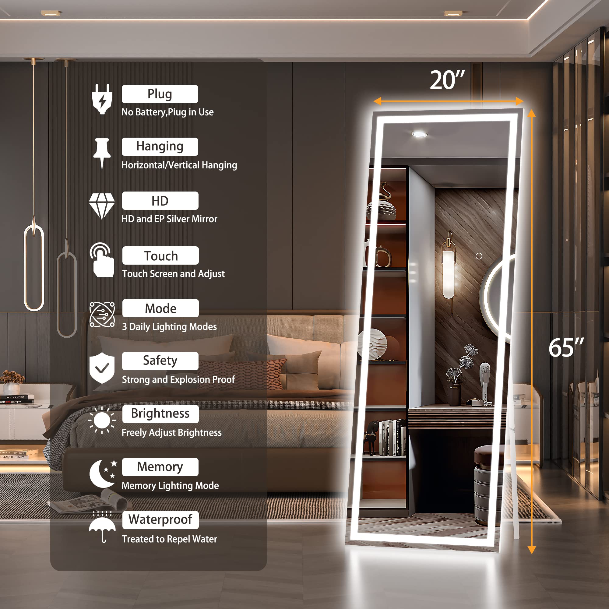 Hasipu floor length arch mirror