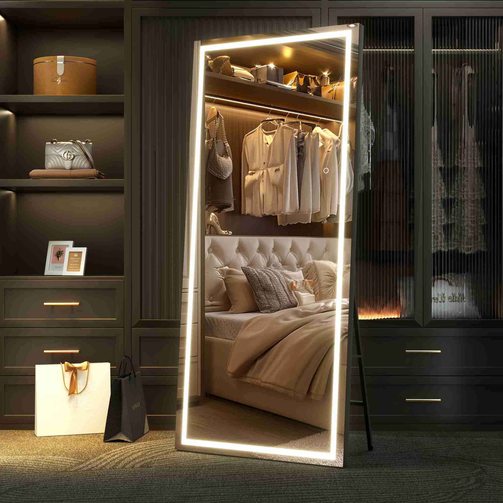 HASIPU Full Length Mirror with Light, Full Length Wall Mirror