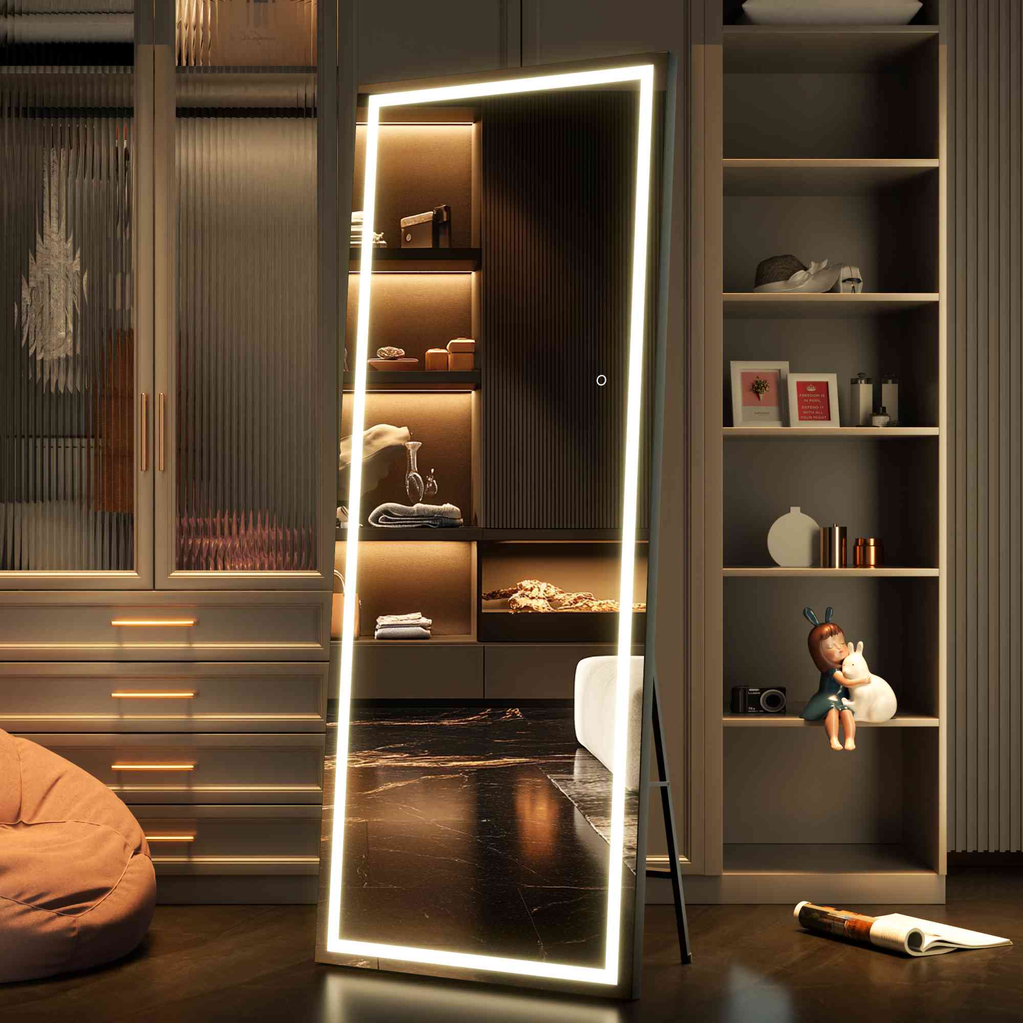 HASIPU Full Length Mirror with Light, Full Length Wall Mirror