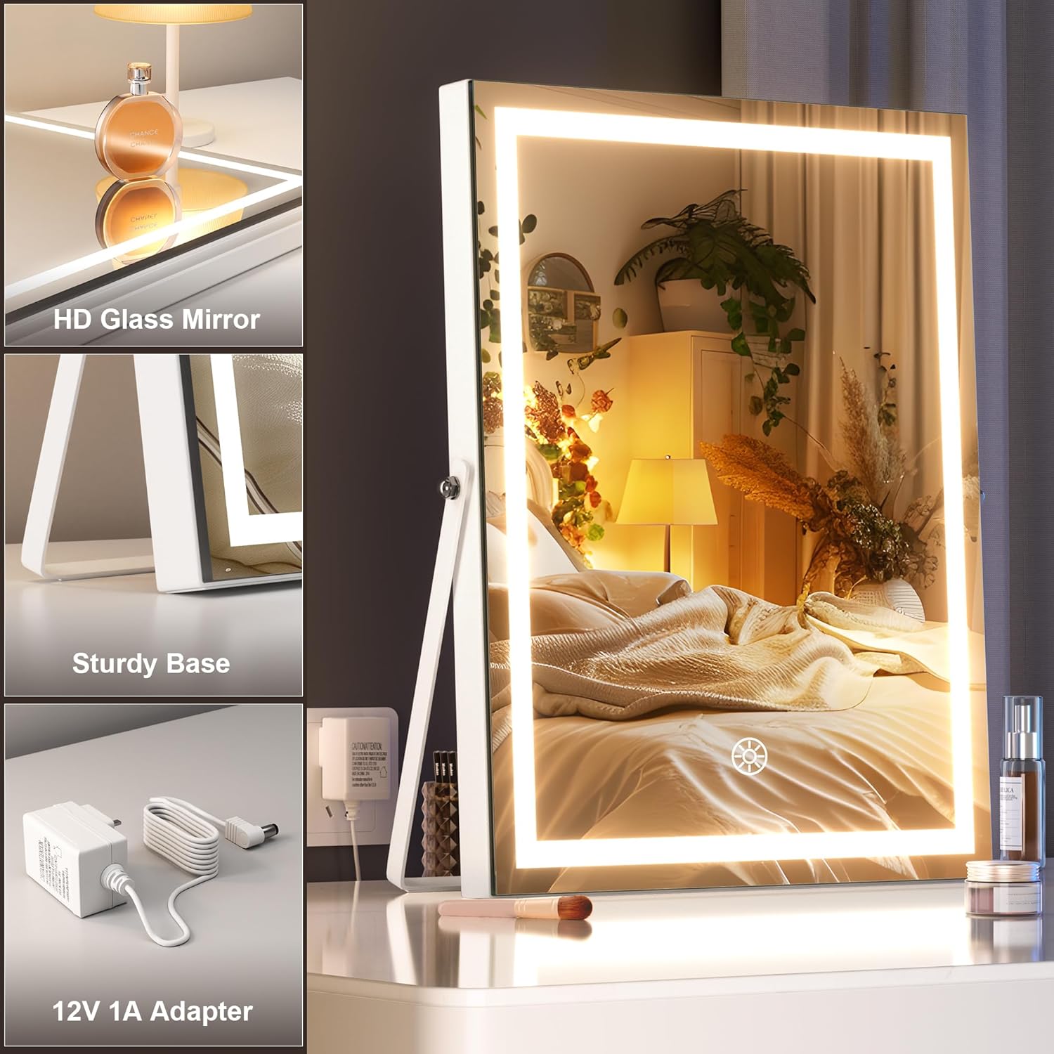 HASIPU Vanity Mirror with Light, LED Makeup Mirror, Bluetooth