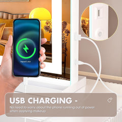 HAISPU Vanity Mirror with Lights, LED Makeup Vanity White Square