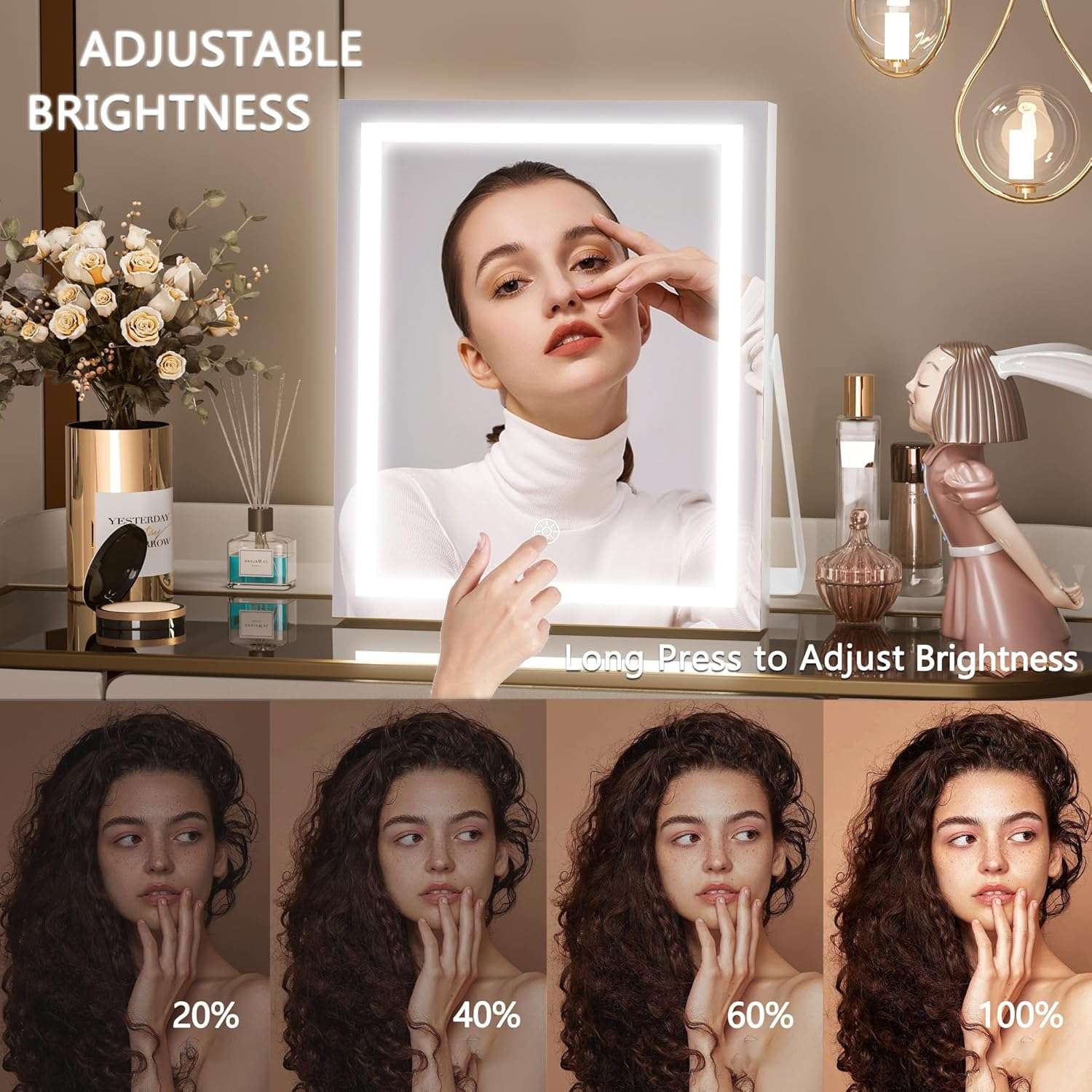 Hasipu Vanity Mirror with Backlit Details