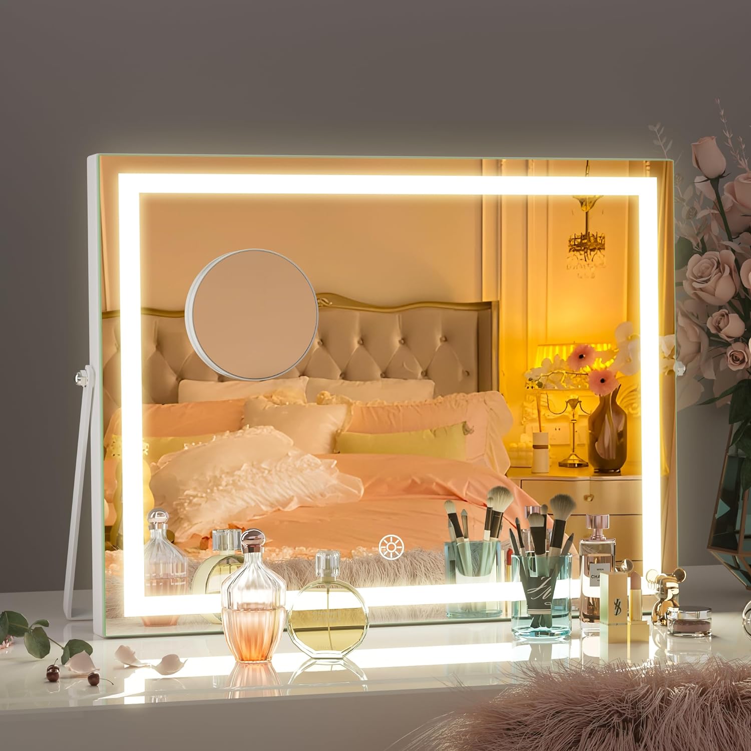 HAISPU Vanity Mirror with Lights, 14" x 11" LED Makeup Mirror