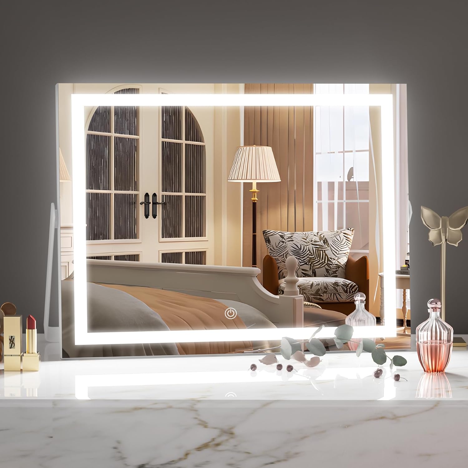 HAISPU Vanity Mirror with Lights, 14" x 11" LED Makeup Mirror