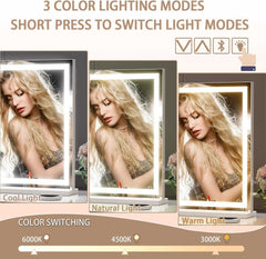 HAISPU Vanity Mirror with Lights, LED Makeup Vanity White Square