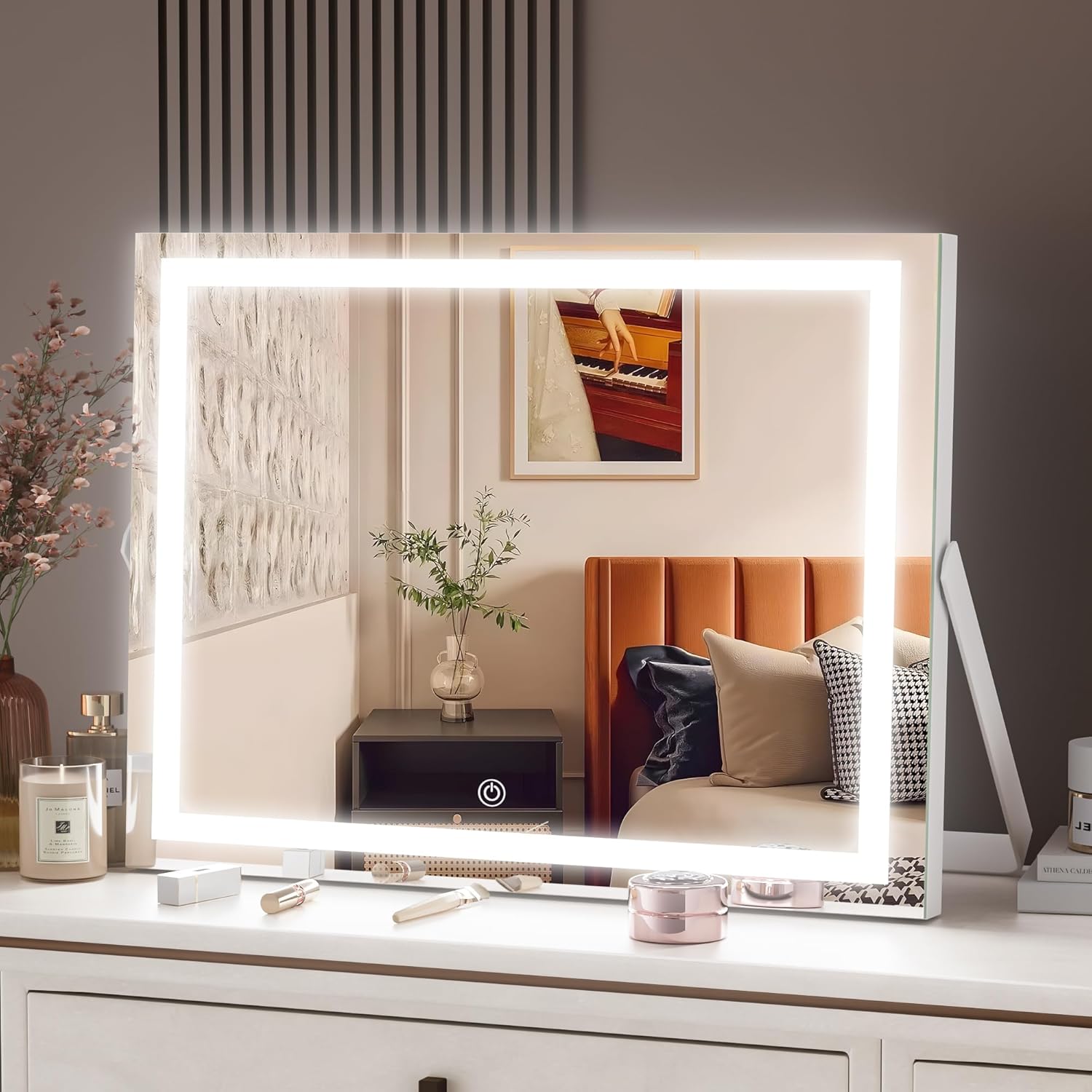 HAISPU Vanity Mirror with Lights, 14" x 11" LED Makeup Mirror