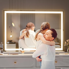 HAISPU Vanity Mirror with Lights, LED Makeup Vanity White Square