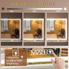 HAISPU Vanity Mirror with Lights, LED Makeup Vanity White Square