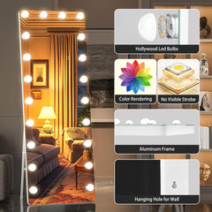 HASIPU Hollywood Full Body Mirrors with Bulbs, Wall Mounted Full Length Mirror with Lights