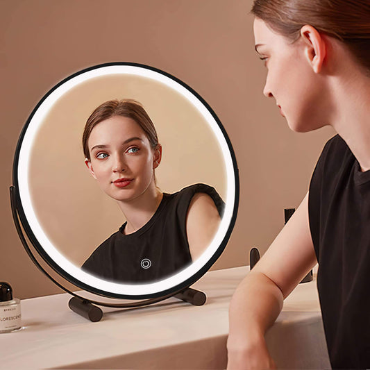 Hasipu Vanity Mirror with Lights, 20" x 20" Hollywood Makeup Mirror, Light up Mirror with 10X Magnification