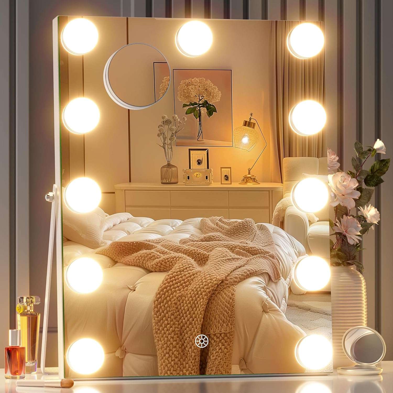 HASIPU Hollywood Vanity Makeup Mirror, Bluetooth White