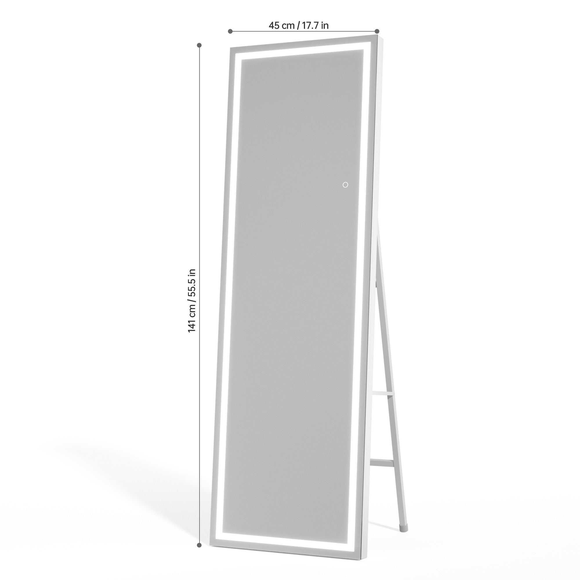 HASIPU Full Length Mirror with Light, Standing Mirror, Tempered Glass, White