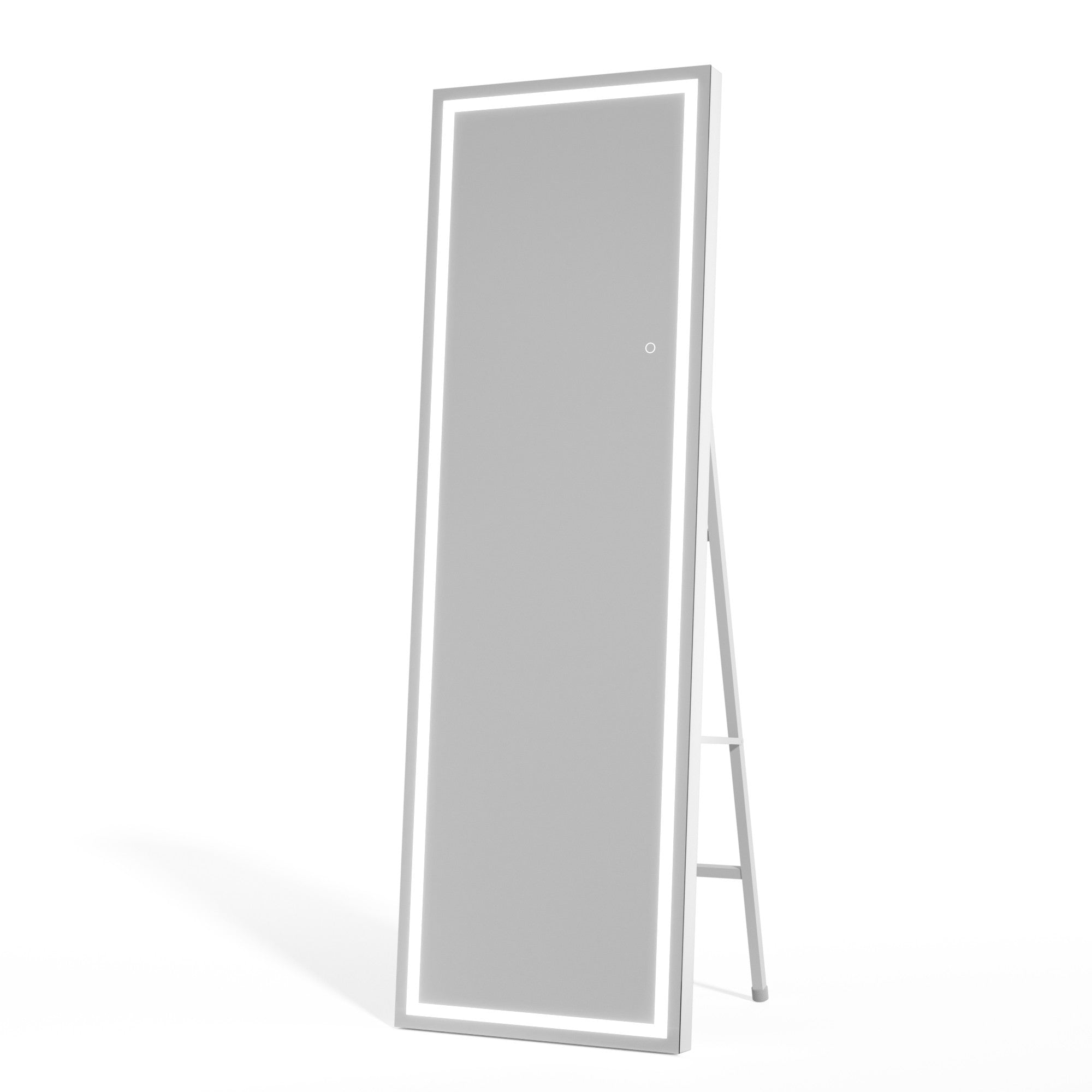 HASIPU Full Length Mirror with Light, Standing Mirror, Tempered Glass, White