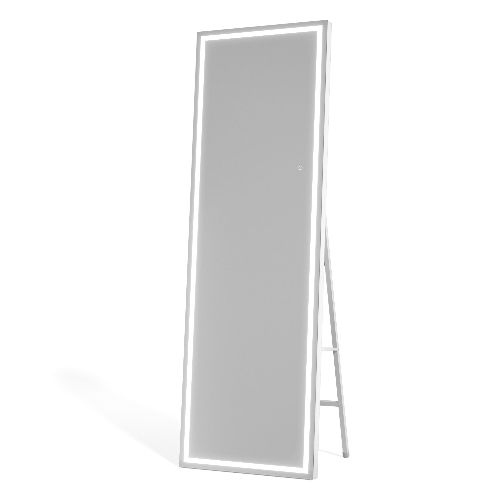 HASIPU Full Length Mirror with Light, Standing Mirror, Tempered Glass, White