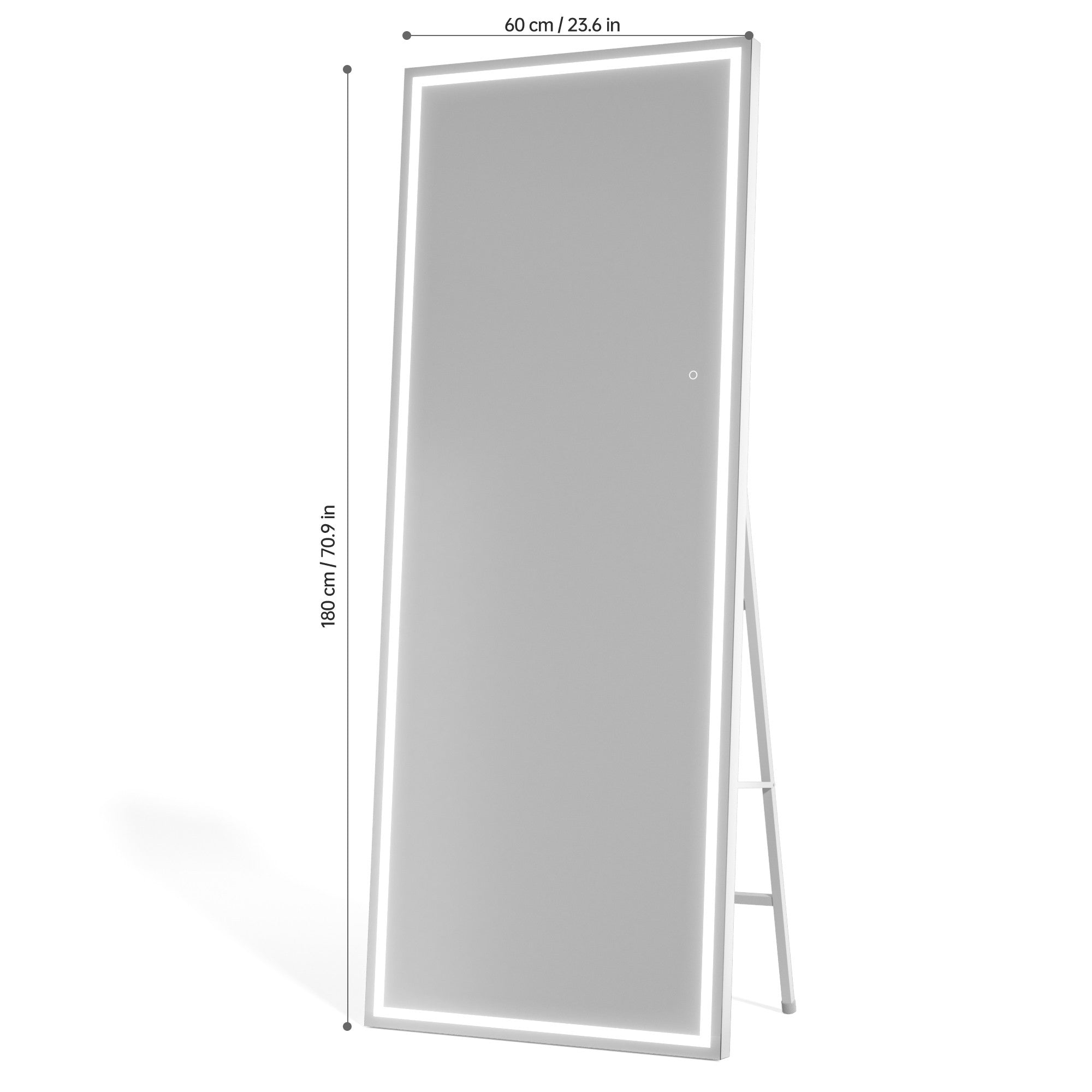 HASIPU Full Length Mirror with Light, Standing Mirror, Tempered Glass, White