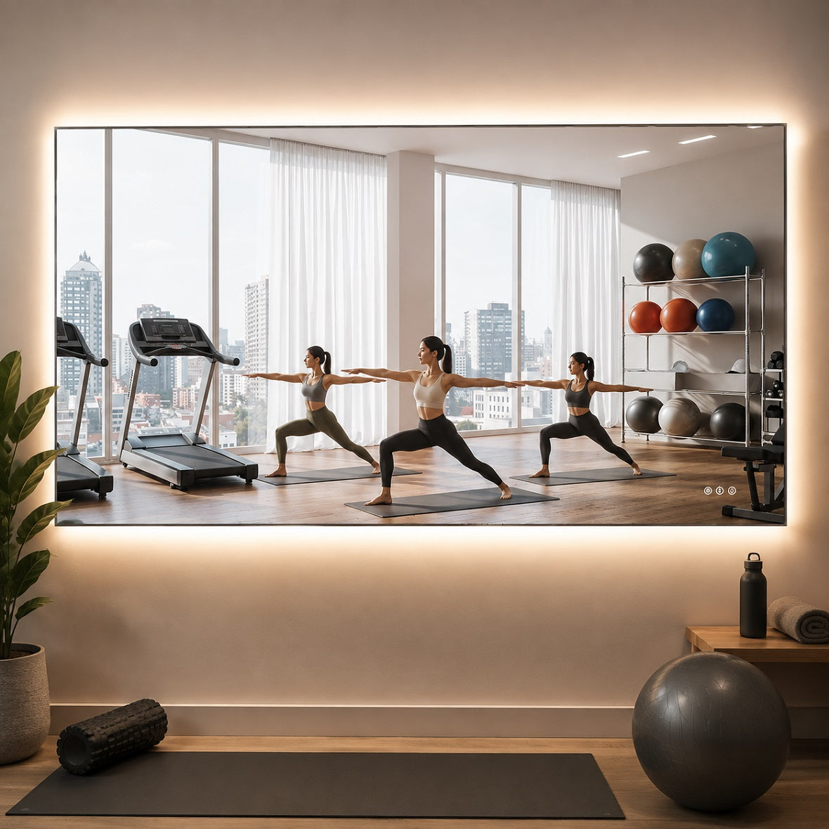 Hasipu Large Frameless Mirror with Lights For Home Gyms KM-WKDJ