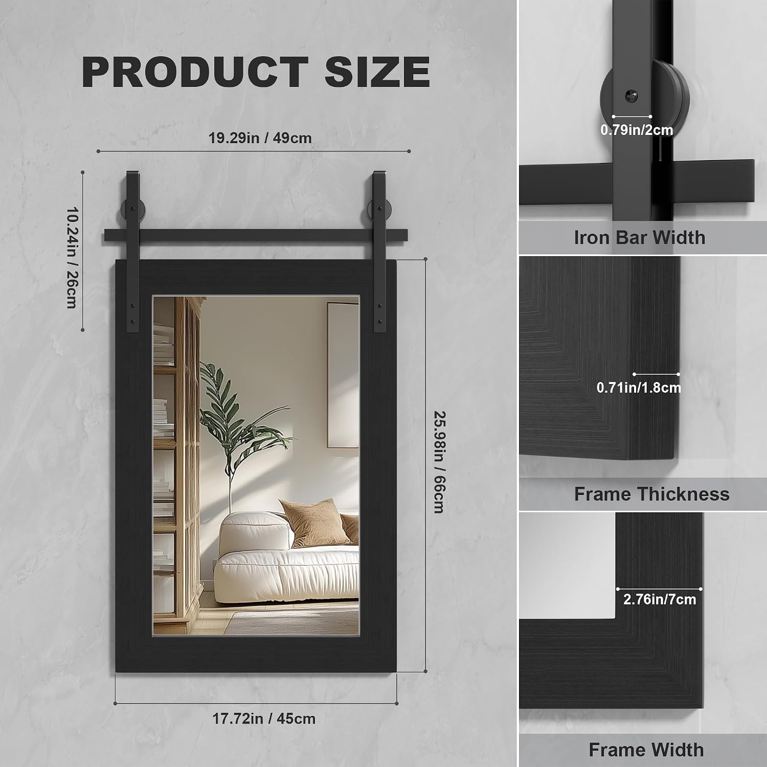Hasipu Wood Framed Bathroom Mirror KM-Farm