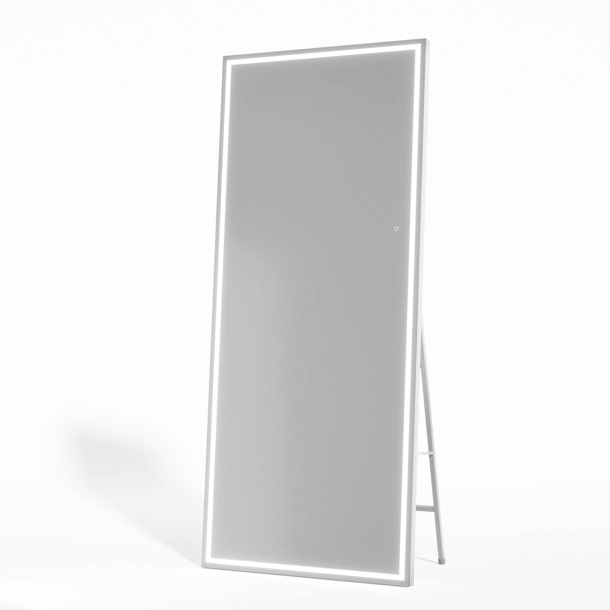 HASIPU Full Length Mirror with Light, Standing Mirror, Tempered Glass, White