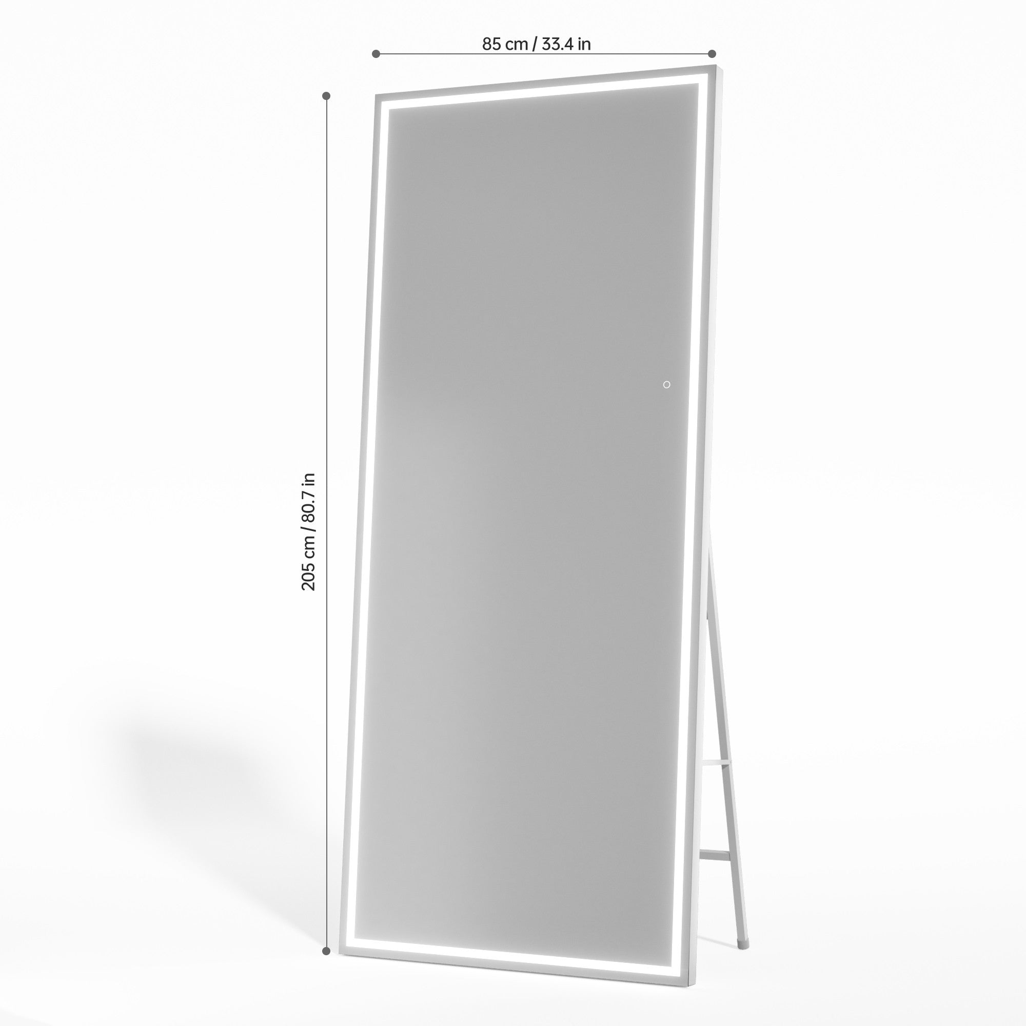 HASIPU Full Length Mirror with Light, Standing Mirror, Tempered Glass, White