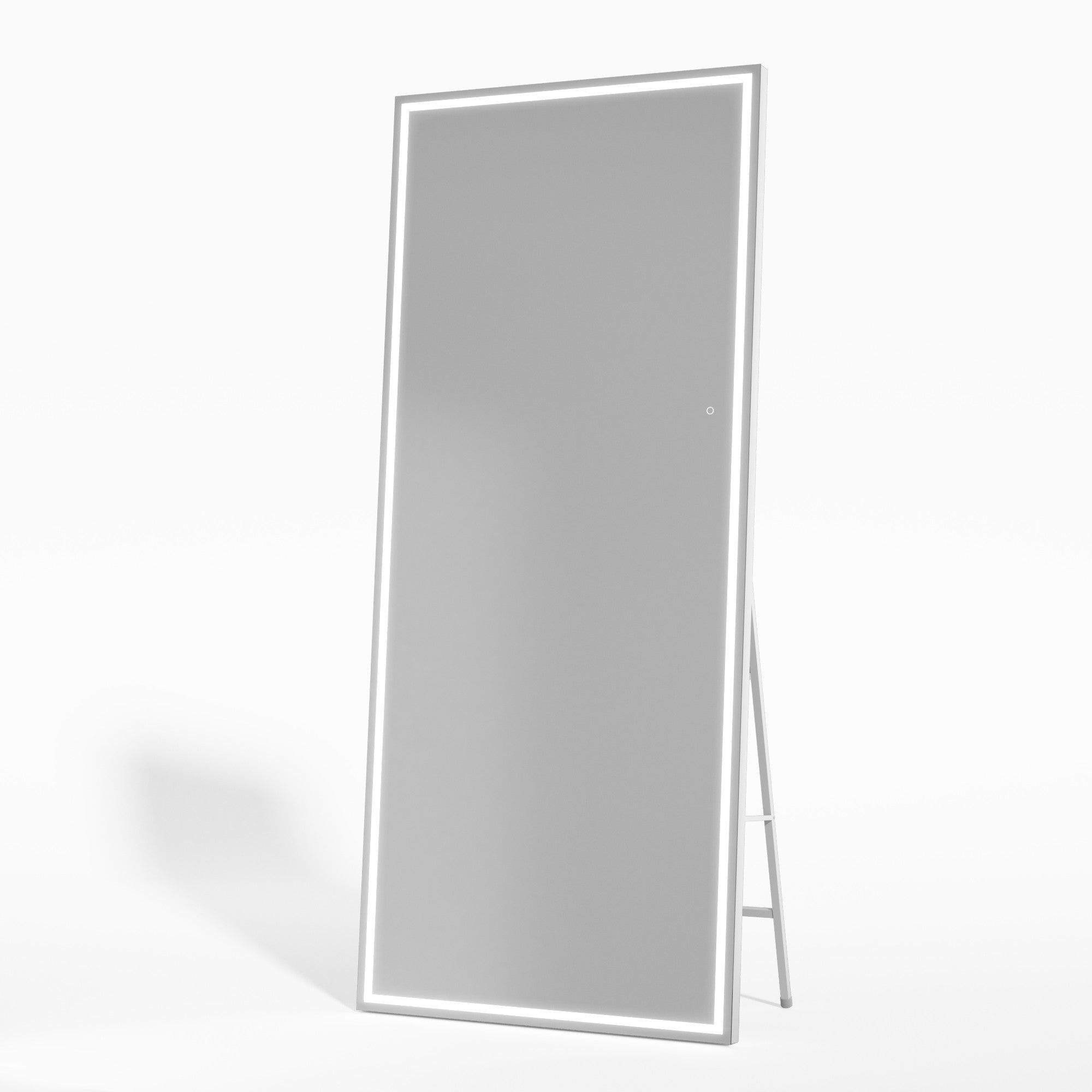 HASIPU Full Length Mirror with Light, Standing Mirror, Tempered Glass, White