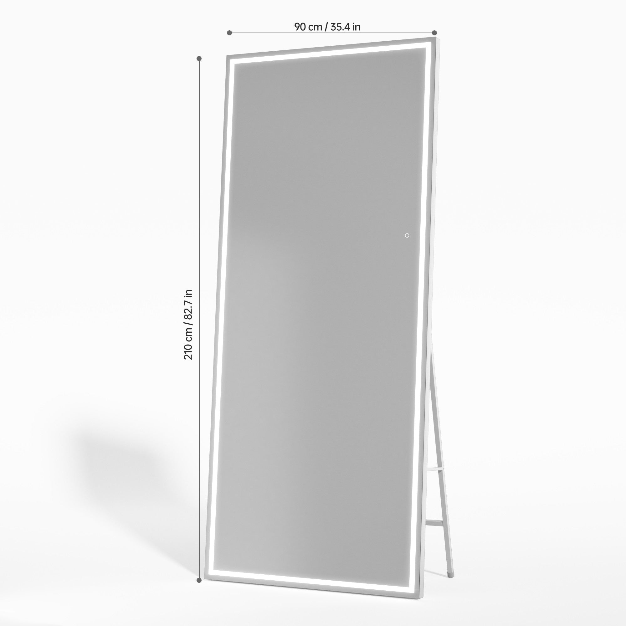 HASIPU Full Length Mirror with Light, Standing Mirror, Tempered Glass, White