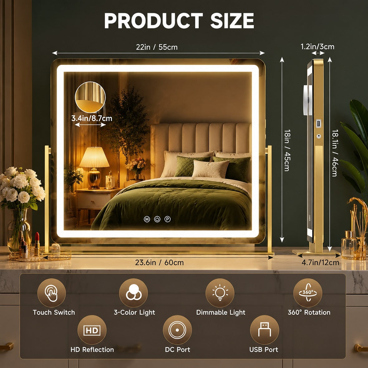 Hasipu LED Makeup Mirror, Vanity Mirror with Lights ZBW9001
