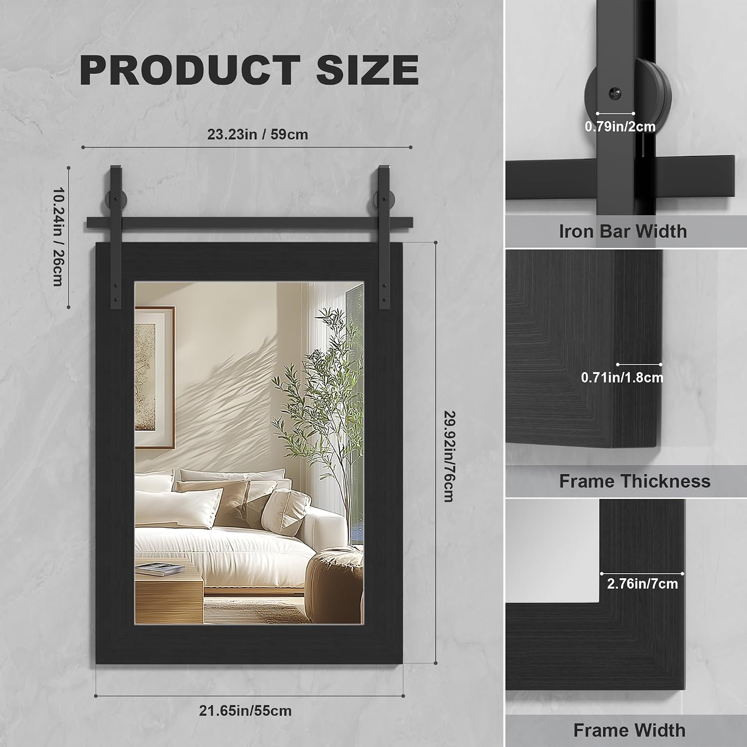 Hasipu Wood Framed Bathroom Mirror KM-Farm