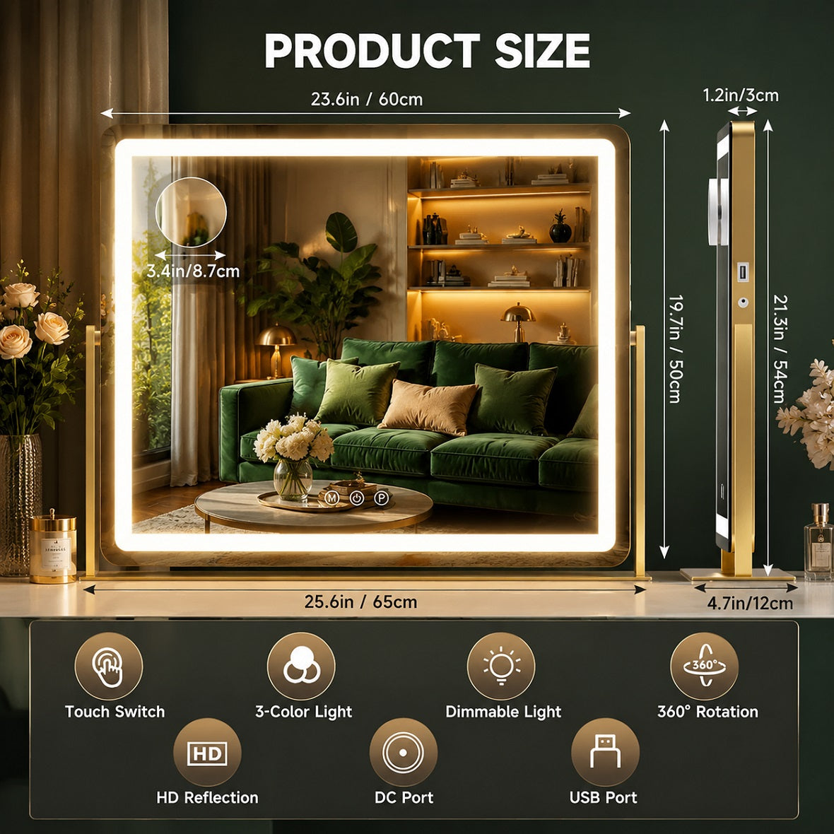 Hasipu LED Makeup Mirror, Vanity Mirror with Lights ZBW9001
