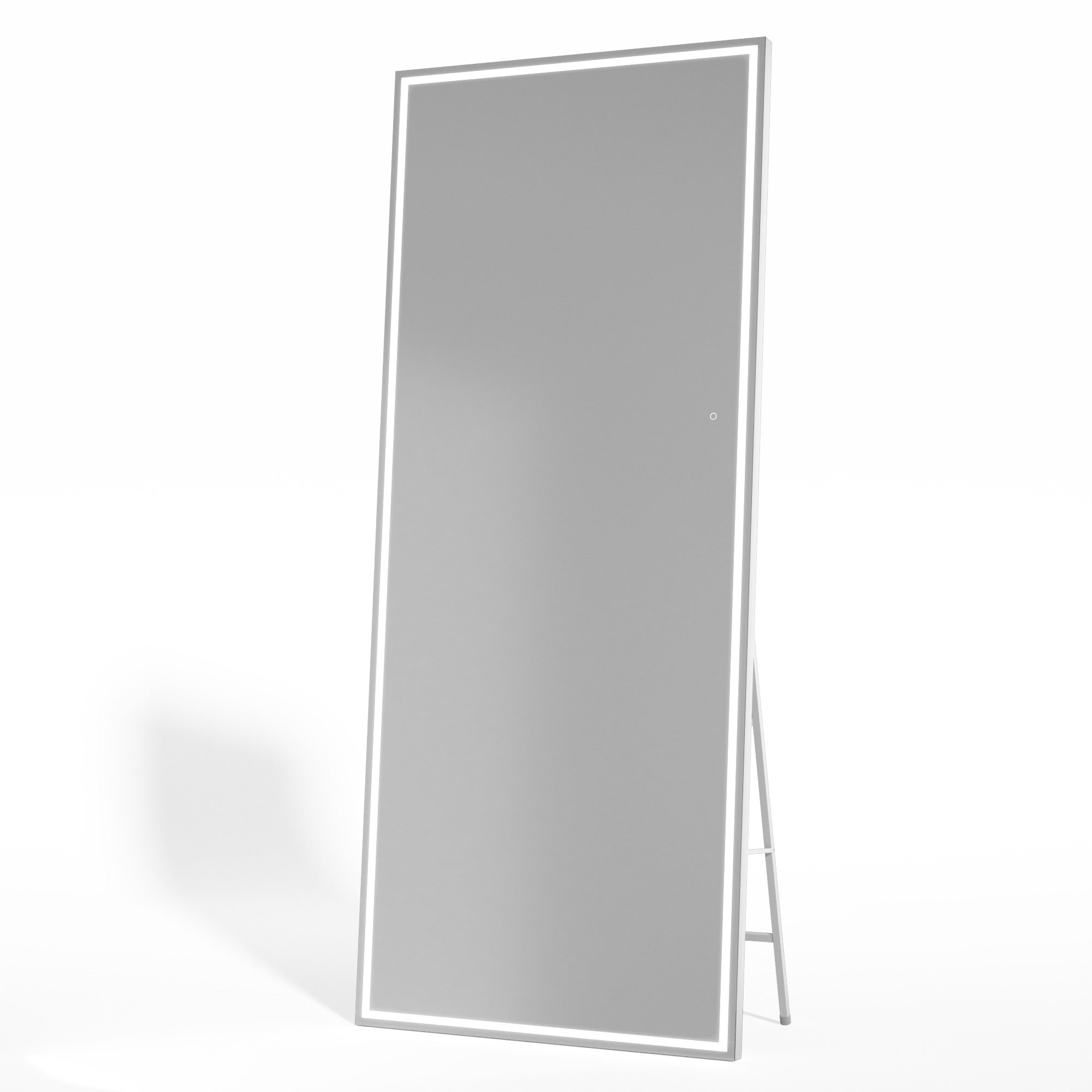 HASIPU Full Length Mirror with Light, Standing Mirror, Tempered Glass, White