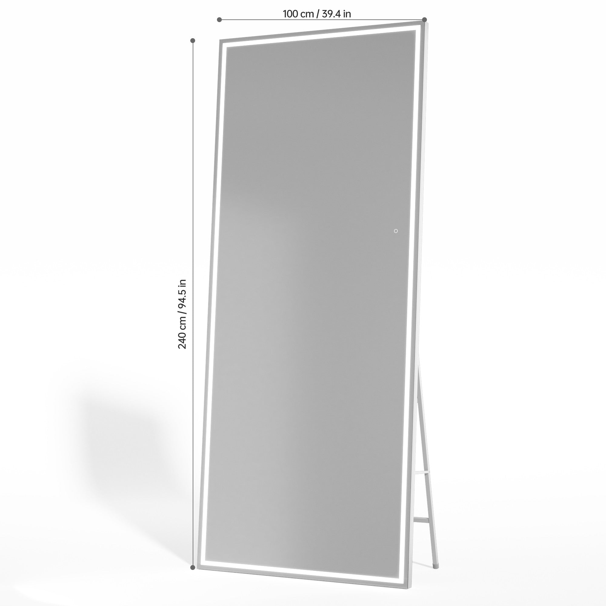 HASIPU Full Length Mirror with Light, Standing Mirror, Tempered Glass, White