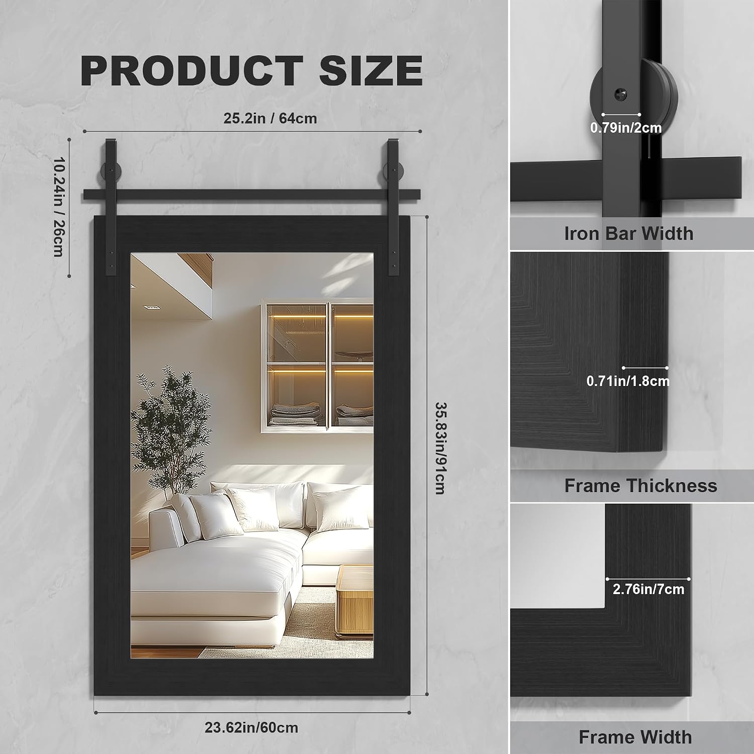 Hasipu Wood Framed Bathroom Mirror KM-Farm