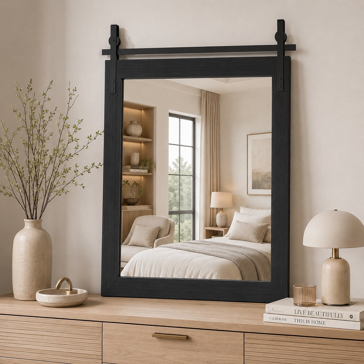 Hasipu Wood Framed Bathroom Mirror KM-Farm