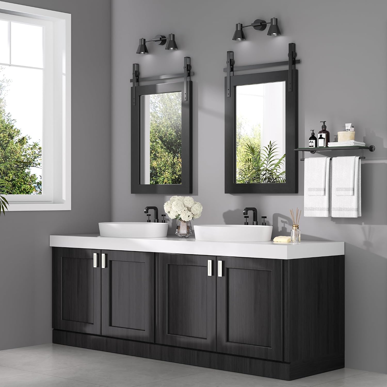 Hasipu Wood Framed Bathroom Mirror KM-Farm