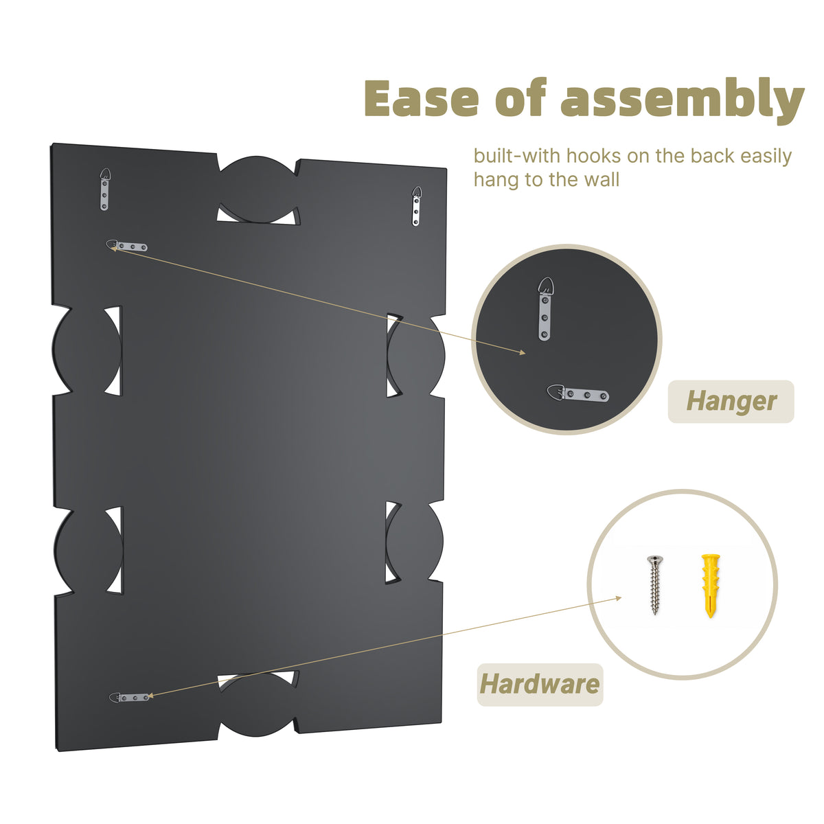 Hasipu Geometric Rectangular Wall Mirror with Crystal-Inspired Frame ZSBDD